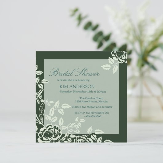 グリーンバラエレガントブライダルシャワー招待状 招待状 (スタンド正面)