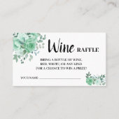 グリーンバラズワインラッフルチケットブライダルシャワーカード プレイスカード (正面)