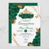 グリーンバラティアラ金ゴールドグリッターキンセアニラ 招待状 (正面/裏面)