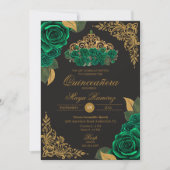 グリーンバラブラック金ゴールドグリッターティアラキンセアニラ 招待状 (正面)