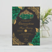 グリーンバラブラック金ゴールドグリッターティアラキンセアニラ 招待状 (スタンド正面)