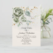グリーンバラプーエレガントニー金ゴールド結婚グリッター 招待状 (スタンド正面)
