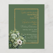 グリーンバラホワイトブーケバジェット結婚式招待状 (正面)