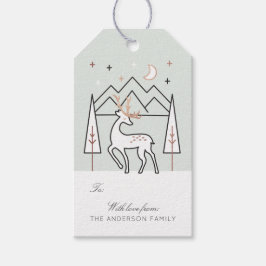 グリーンバラモダン金ゴールドエレガントトナカイ ギフトタグ