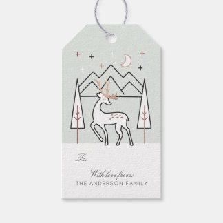 グリーンバラモダン金ゴールドエレガントトナカイ ギフトタグ