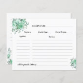 グリーンバラレシピカードブライダルシャワー (正面/裏面)