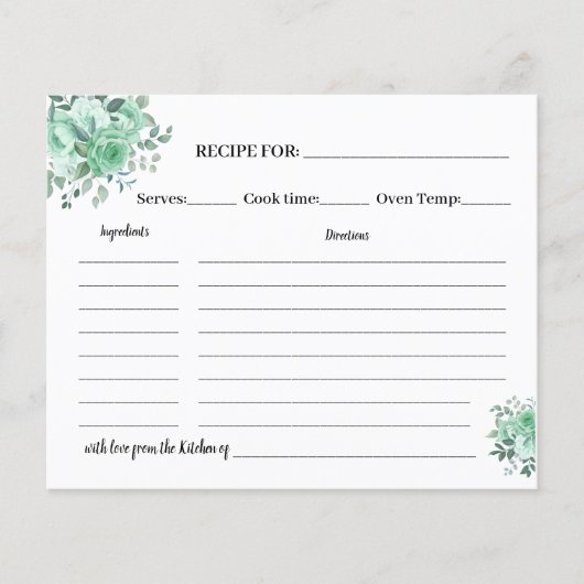 グリーンバラレシピカードブライダルシャワー (正面)