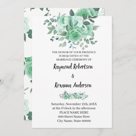 グリーンバラ結婚ズカントリーシック招待状 招待状 (正面/裏面)