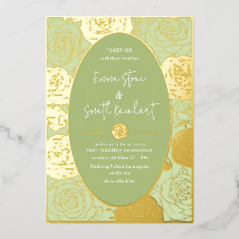 グリーンバラ結婚ズフォイル招待状 箔招待状