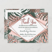 グリーンバラ金ゴールドトロピカルパームツリーリーフサンキュー インビテーションポストカード (正面/裏面)