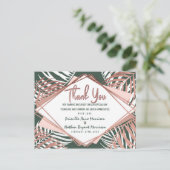 グリーンバラ金ゴールドトロピカルパームツリーリーフサンキュー インビテーションポストカード (スタンド正面)