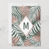 グリーンバラ金ゴールドトロピカルパームツリー葉誕生日 招待状 (裏面)