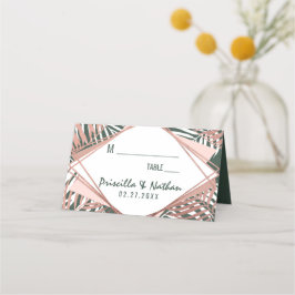 グリーンバラ金ゴールドトロピカルパーム葉ツリーズ プレイスカード