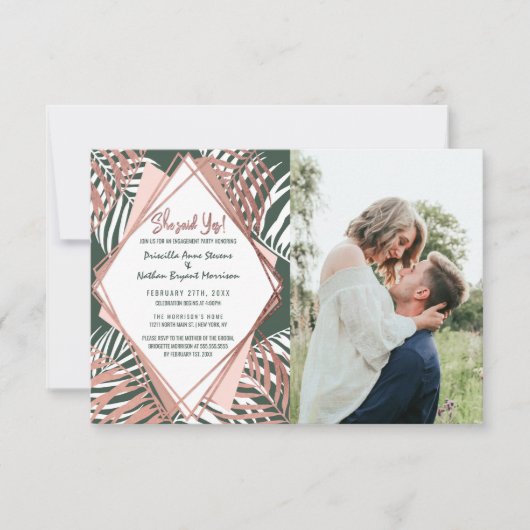 グリーンバラ金ゴールドトロピカルパーム葉ツリーズ 案内状 (正面)