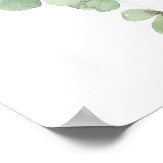 グリーンバルーンeucalyptus赤ちゃんシャワー歓迎サイン ポスター (角)