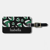 グリーンバレーボールのスポーツパターン ラゲッジタグ (正面横)