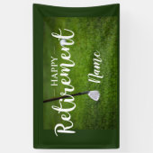 グリーンバンにゴルフボールを置いたゴルフの幸せな退職 横断幕 (縦)