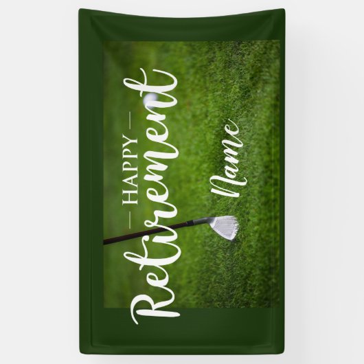 グリーンバンにゴルフボールを置いたゴルフの幸せな退職 横断幕 (縦)