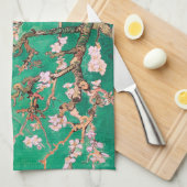 グリーンバンゴッホアーモンドの花 キッチンタオル (四つ折り)