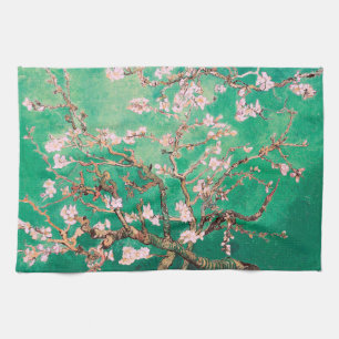 グリーンバンゴッホアーモンドの花 キッチンタオル