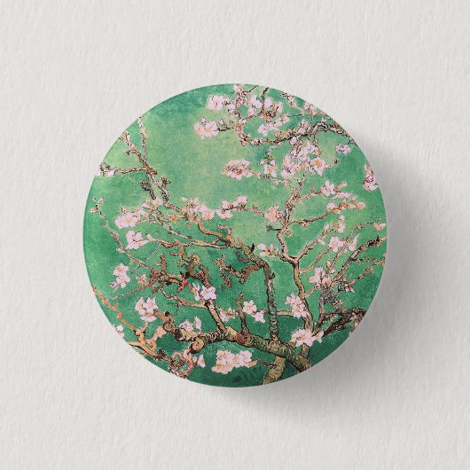 グリーンバンゴッホアーモンドの花 缶バッジ (正面)