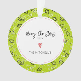 グリーンバンダナパターンNAME年間クリスマス オーナメント