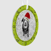 グリーンバンダナペットフォトNAMEクリスマスおもしろい オーナメント (正面)