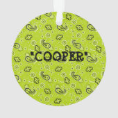 グリーンバンダナペットフォトNAMEクリスマスおもしろい オーナメント (裏面)