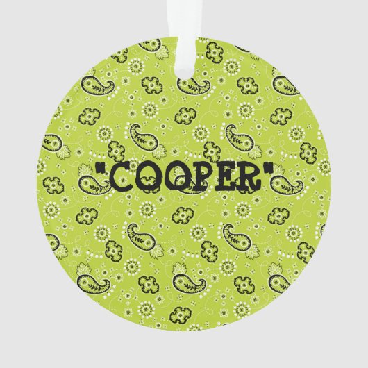 グリーンバンダナペットフォトNAMEクリスマスおもしろい オーナメント (裏面)