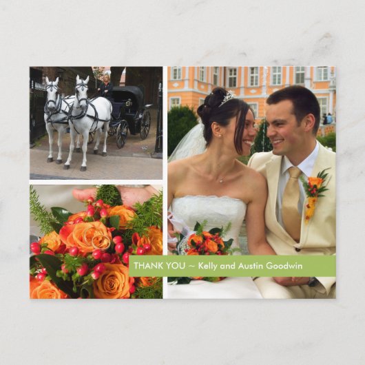 グリーンバンドモダン3フォトモンタージュありがとう ポストカード (正面)