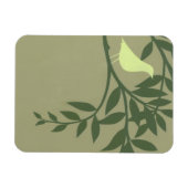 グリーンバードがグリーンブランチに止まる マグネット (横)