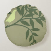 グリーンバードがグリーンブランチに止まる ラウンドクッション (裏面)