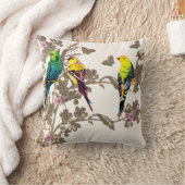 グリーンバードフローラウォーターカラーシルバーグリッター クッション (ブランケット)