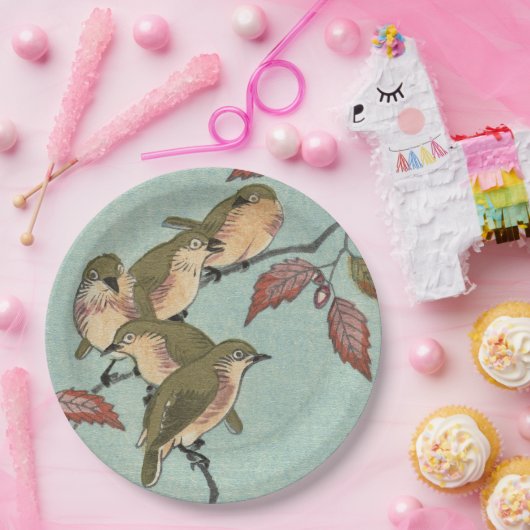 グリーンバードヴィンテージ日本のファインアート紙プレート ペーパープレート (パーティー)