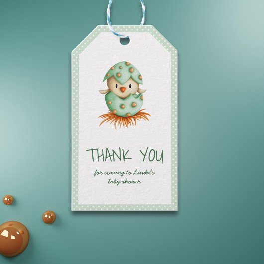 グリーンバード男女兼用ベイビーシャワーありがとう ギフトタグ