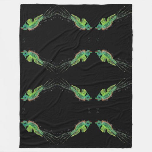 グリーンバード絵を描ブランケット フリースブランケット (正面)
