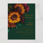 グリーンバーンオレンジフローラ結婚式招待状 インビテーションポストカード (正面)