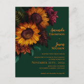 グリーンバーンオレンジフローラ結婚式招待状 ポストカード (正面)