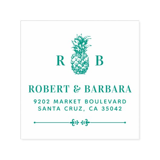 グリーンパイナップル |の結婚イニシャル差出人住所 セルフインキングスタンプ (デザイン)