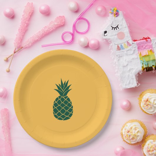 グリーンパイナップル ペーパープレート (パーティー)