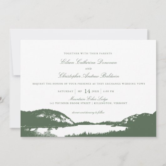 グリーンパインとマウンテンレイク | ウェディング 招待状 (正面)