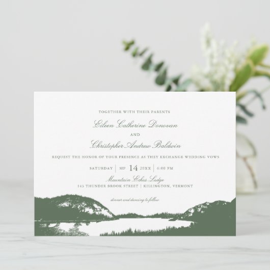 グリーンパインとマウンテンレイク | ウェディング 招待状 (スタンド正面)