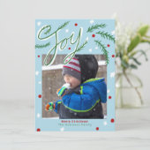 グリーンパインの木でクリスマスの喜び写真 カード (スタンド正面)