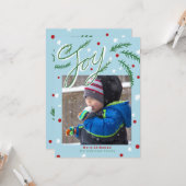グリーンパインの木でクリスマスの喜び写真 カード (正面/裏面インサイチュ)