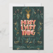 グリーンパインイラストレーション金ゴールドクールメリークリスマス シーズンカード (正面)