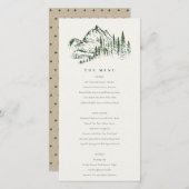 グリーンパインウッズマウンテンスケッチ結婚のメニューカード サンキューカード (正面/裏面)