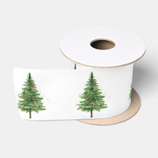 グリーンパインクリスマスボール サテンリボン (リール)