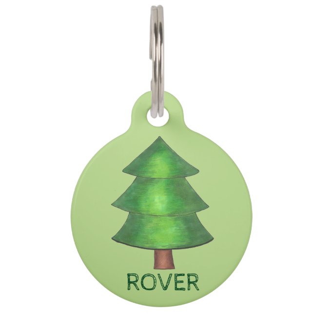 グリーンパインツリーアウトドアキャンピングハイキングドッグペットタグ ペット　ネームタグ (正面)