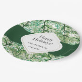 グリーンパインツリーウォーターカラーアート ペーパープレート (アングル)