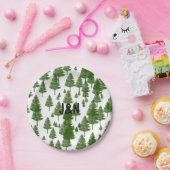 グリーンパインツリーカントリー素朴ウェディングプレート ペーパープレート (パーティー)